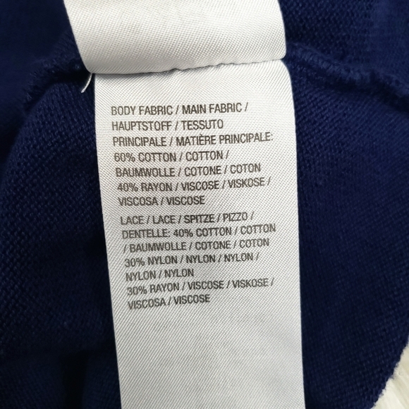 ISAAC Mizrahi LIVE Blue Cardigan With Lace Overlay - Picture 2 of 5